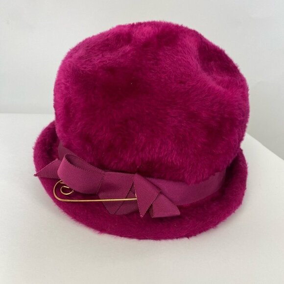 Vintage Selene Italian Furry Pink Hat with pin‎ - Picture 1 of 9